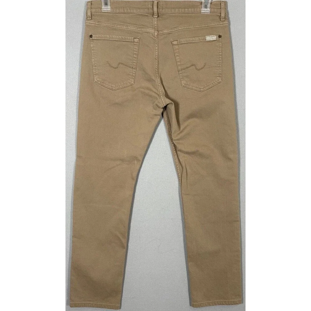 7 For All Mankind Slimmy Jeans Mens 34x29 Khaki Slim Stretch Denim Pants